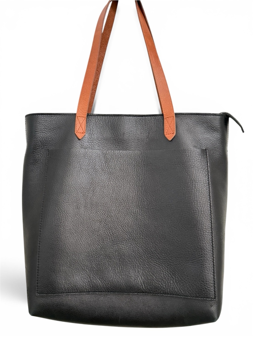 Madewell Black Leather Transport Top Zip Tote